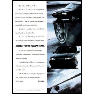 1994 Volvo 850 Turbo Sedan Vintage Print Ad Cornering Test Track Wall Art